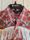 Unforgiven Red Plaid Rose Western with White Fringe