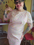 Vintage 60s pink and orange abstract print dress