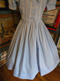 Vintage 50s Blue and white lace trim dress with bow