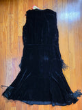 Antique 20's Black Velvet Fringe Flapper Dress