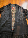 Antique 1920s Black Embroidered Flapper Dress