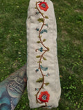 Vintage 60s Lucite Handle Floral Embroidered Bag