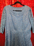 Vintage 50s Pastel Blue Lace Formal Dress