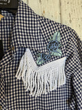 Unforgiven Upcycled Rose Navy Gingham Western