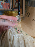 Vintage 50s sheer pasyel yellow top with lace collar