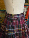 Vintage 50s red black and yellow plaid pleated skirt