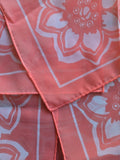 Vintage 60s Peach and White Floral Square Scarf