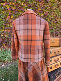 Vintage 70s Wool Plaid Jacket and Skirt Set