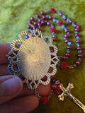 Abernathy's The Ride Red Rosary Pearl Necklace
