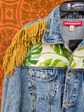 Unforgiven Upcycled Jaguar and Fringe Denim Jacket