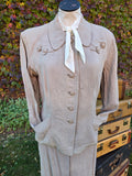 Vintage 40s Brown Linen Jacket Skirt Suit Set