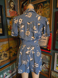 Vintage 40s blue and white floral romper and skirt set