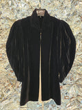 Vintage Gathered Black Velvet Coat