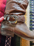 Vintage 80s Brown Leather Cowboy Boot Men's 9.5