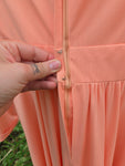 Vintage 70s Peach Floor Length Long Sleeve Dress