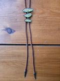 Reds Retro Abalone Shell & Brown Leather Bolo Tie