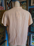 Vintage 1940s pastel pink flower basket blouse