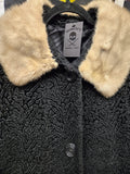 Vintage 1950s Black Persian Wool Coat with Mink Collar