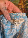 Vintage 60 blue white floral button up sleeveless shirt