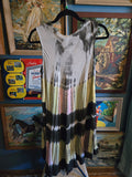 Vintage 90s Black Rainbow Tie Dye Hippie Dress