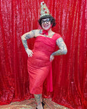 Vintage 60s Red Lace Strapless Dress with Sash