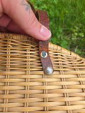 Vintage 50s Leather Handle Wicker Basket Handbag