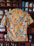 Vintage 70s Yellow and Orange Dragon Print Shirt