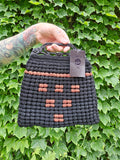 Vintage 40s Black and Red Popcorn Knit Handbag