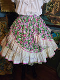 Vintage 90s Purple Morning Glory Square Dancing Skirt