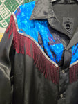 Vintage 80s Black Satin and Fringe Western Shirt