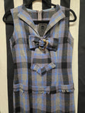 Vintage 60 Blue Plaid Buckle and Bow Dress