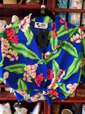 Vintage 70s Blue and Green Tie Up Hawaiian Shirt