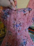 Vintage 50s Pink with Purple Floral Print Sun Dress