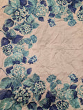 Vintage 50s Blue Hydrangea Floral Rayon Square Scarf