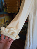 Vintage 70s White Ivory Maxi Ruffle Trim Dress