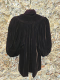 Vintage Gathered Black Velvet Coat