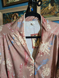 Vintage 70s brown abstract print long sleeve dress