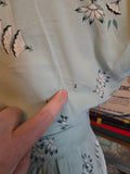 Vintage 40s blue floral and white lace cotton day dress