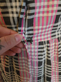 Vintage 50s pink and black plaid snap waist dress