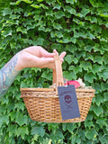 Vintage 50s Brown Wicker Basket Purse with Flowers
