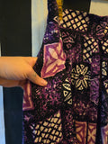 Handmade Purple and Whit Bark Cloth Three Piece Set