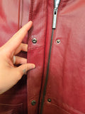 Vintage 90s Maroon Leather Jacket with Hood