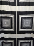 Vintage 70s Set of 4 Black and White Geometric Curtains