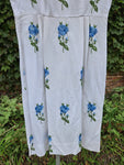 Vintage 60s White Wiggle Dress with Blue Roses