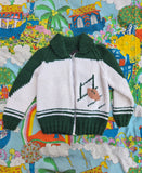 Vintage Green Knit Football Cardigan