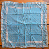 Vintage 50s Pastel Blue Paisley Silk Square Scarf