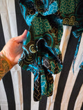 Handmade African Teal and Black Print Top & Pant Set