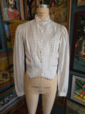 Vintage 70s gray striped Victorian inspired blouse