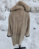 Vintage 60s Faux Fur Brown and Ivory Coat