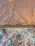 Vintage 70s Small Pastel Floral Tapestry Handbag